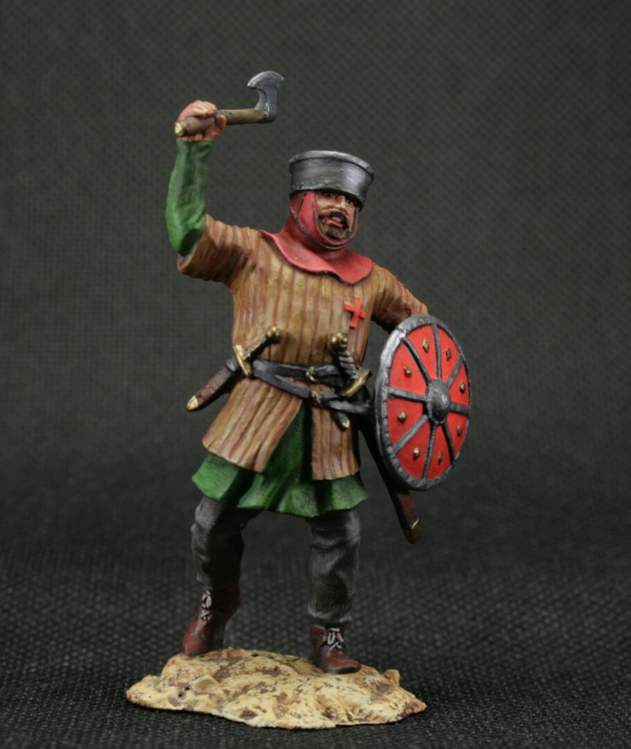 Collectible tin toy soldier 54 mm Painted Historical Miniature Western European infantryman Medieval
