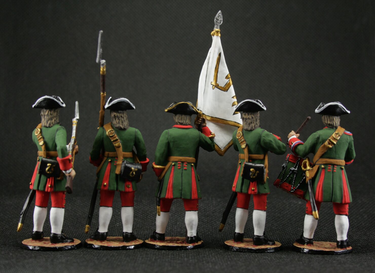 Tin toy soldier 54 mm Model Set of 5 soldiers Army of Peter I 18th century. - Image 2