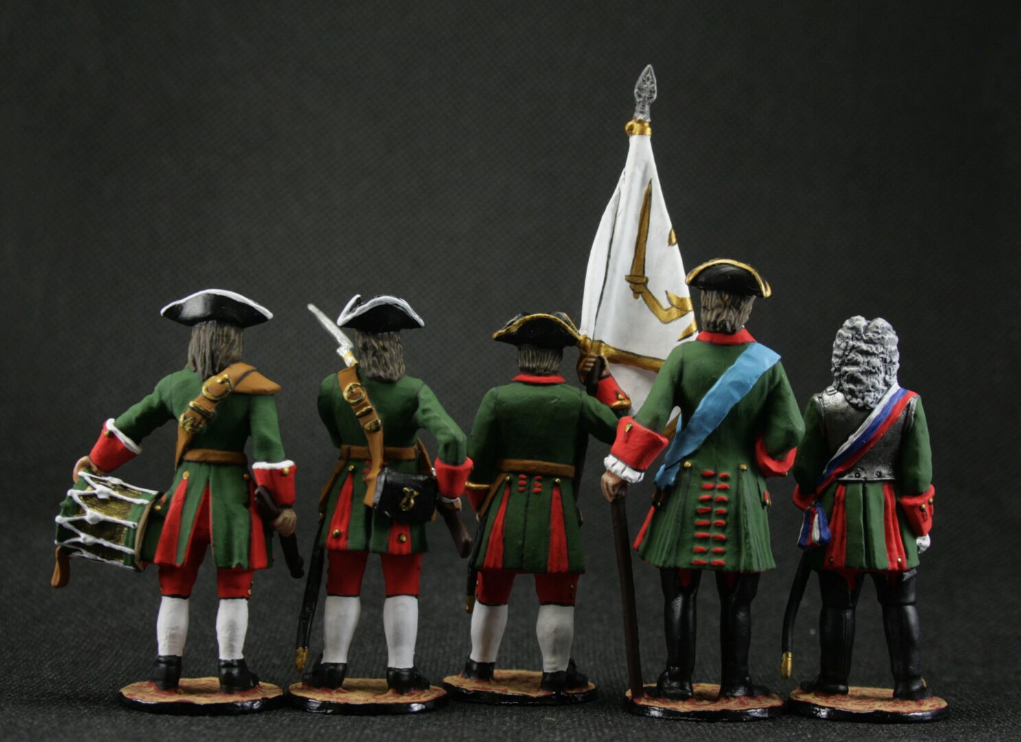 Tin toy soldier 54 mm Model Set of 5 soldiers Army of Peter I 18th century. - Image 2