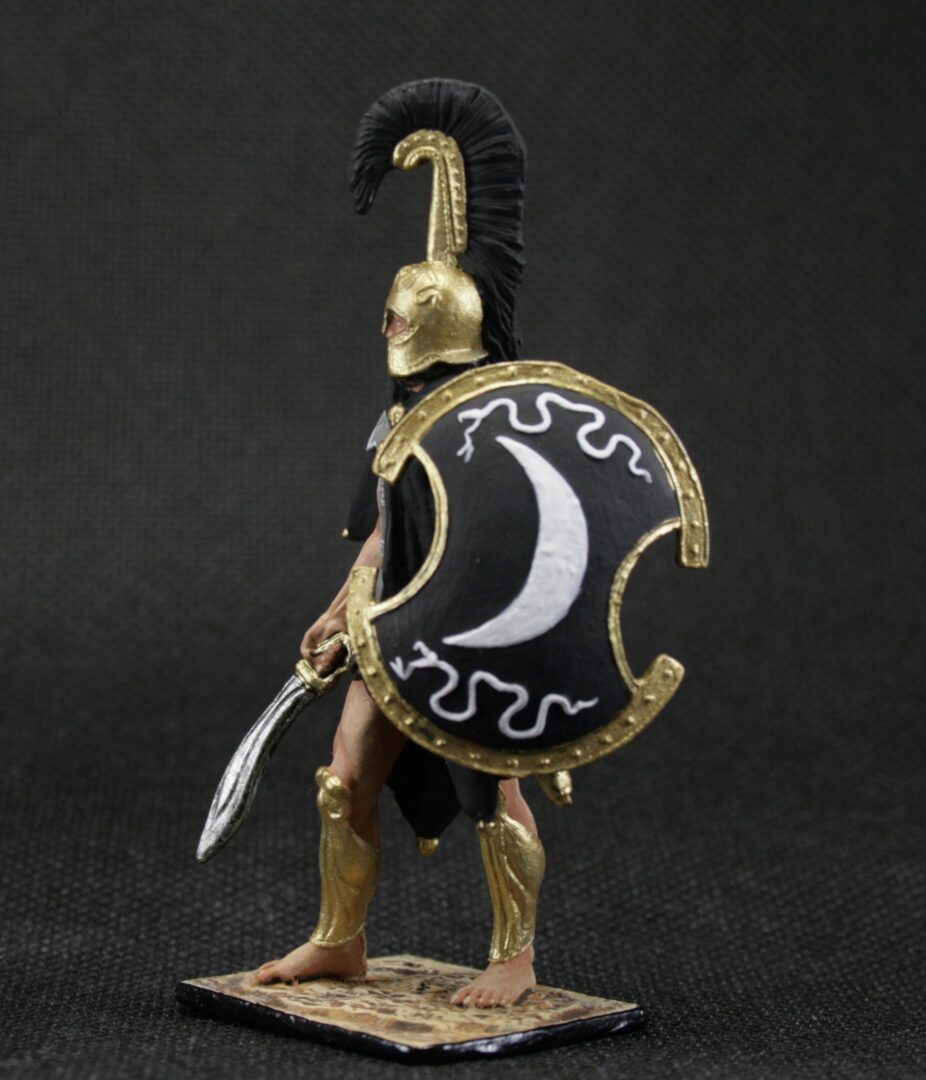Collectible painted tin toy soldier 54 mm Painted Historical Miniature Ancient Greece. Greek hoplite - Image 2