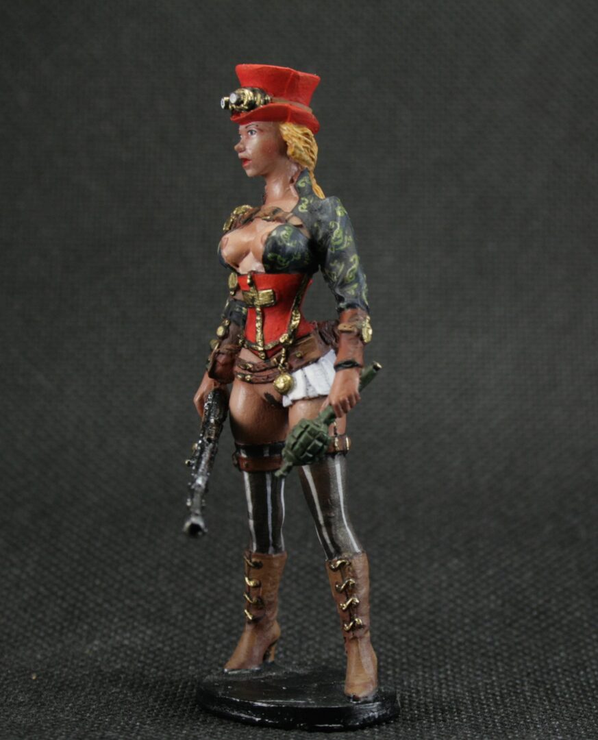 Collectible tin soldier 75 mm Painted Steampunk Colonial Grenadier Lady Figurine girl Naked Woman Pin up girl - Image 3