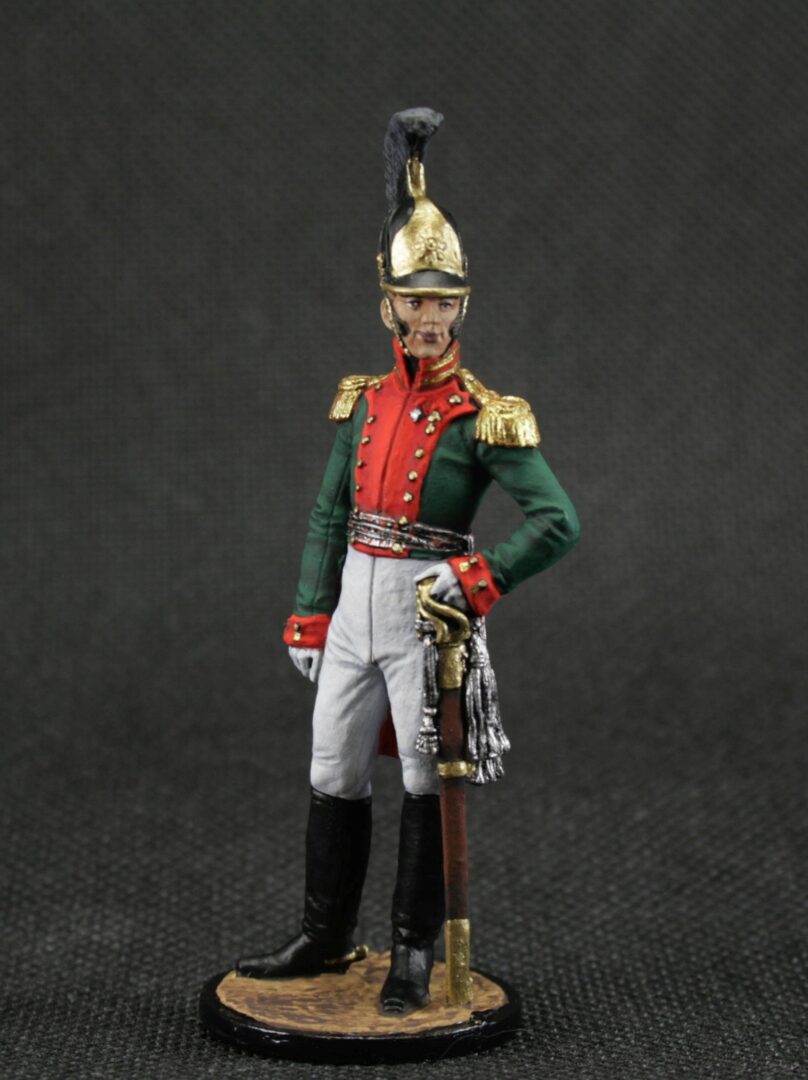 Painted tin soldier 54 mm Scale 1/32 Historical Miniature Napoleonic wars. Colonel of the Life Guards Dragoon Regiment - Image 2