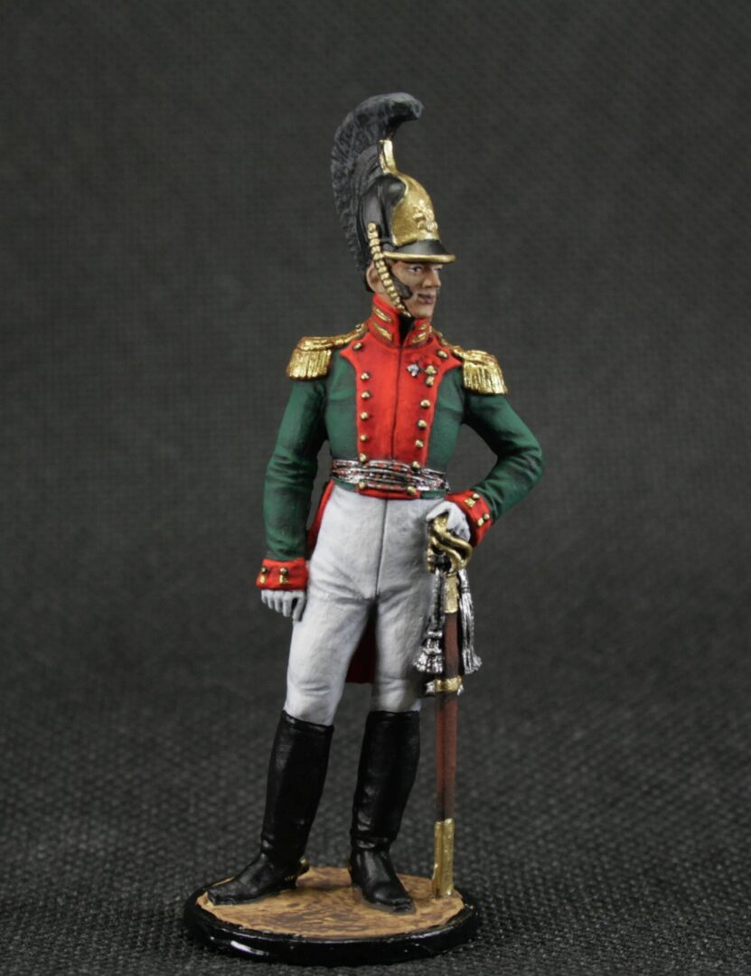 Painted tin soldier 54 mm Scale 1/32 Historical Miniature Napoleonic wars. Colonel of the Life Guards Dragoon Regiment