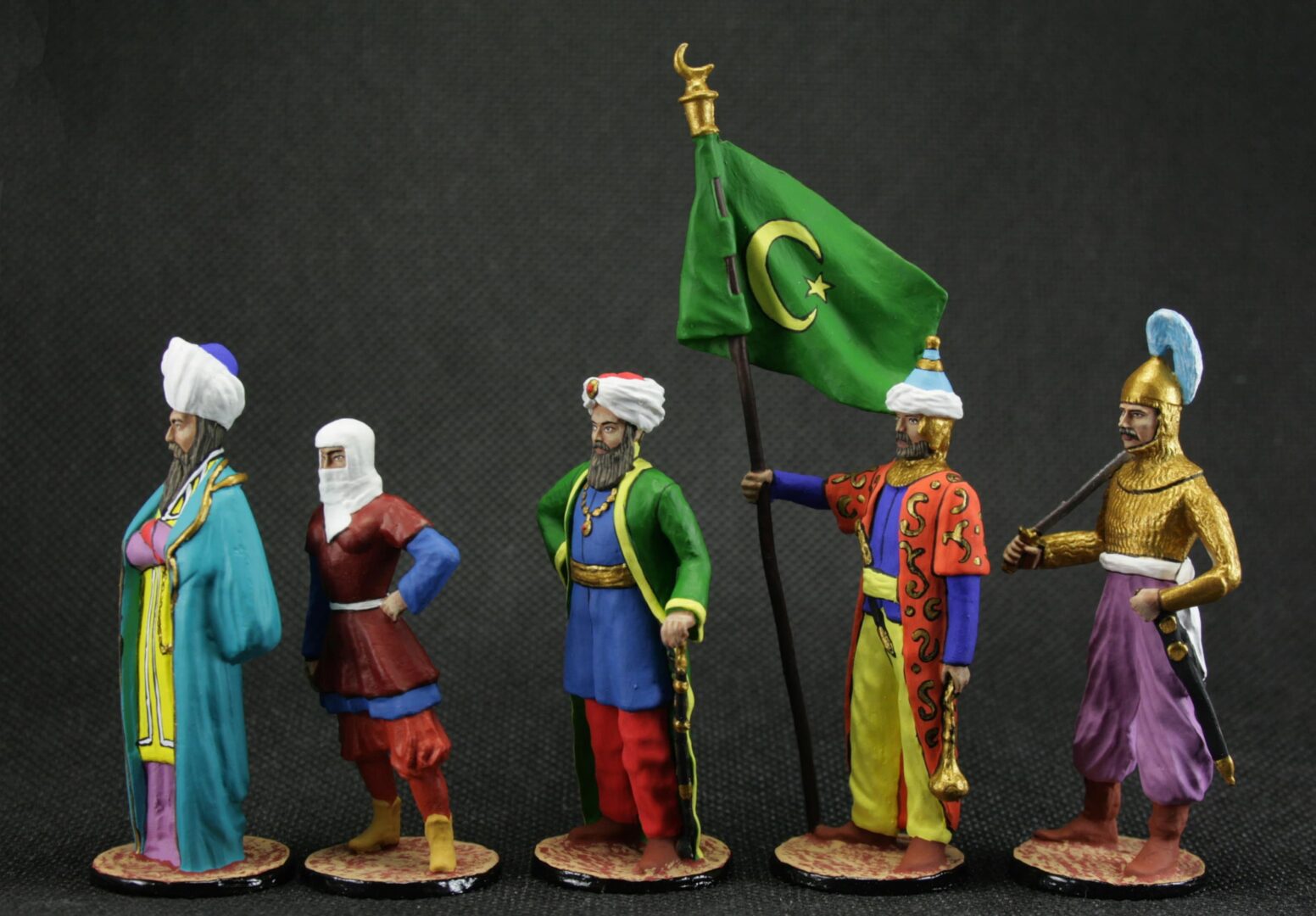 Set of 5 soldiers Painted Tin toy soldier 54 mm Model Scale 1:32 Turks - Image 2
