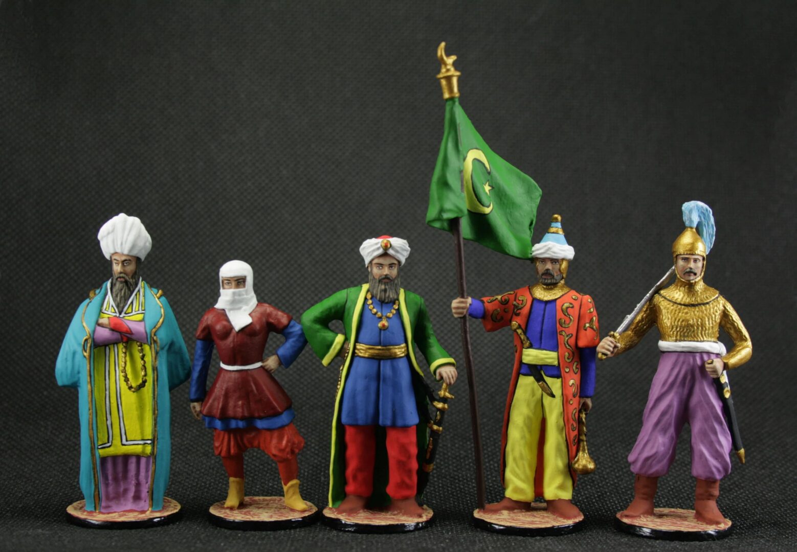 Set of 5 soldiers Painted Tin toy soldier 54 mm Model Scale 1:32 Turks
