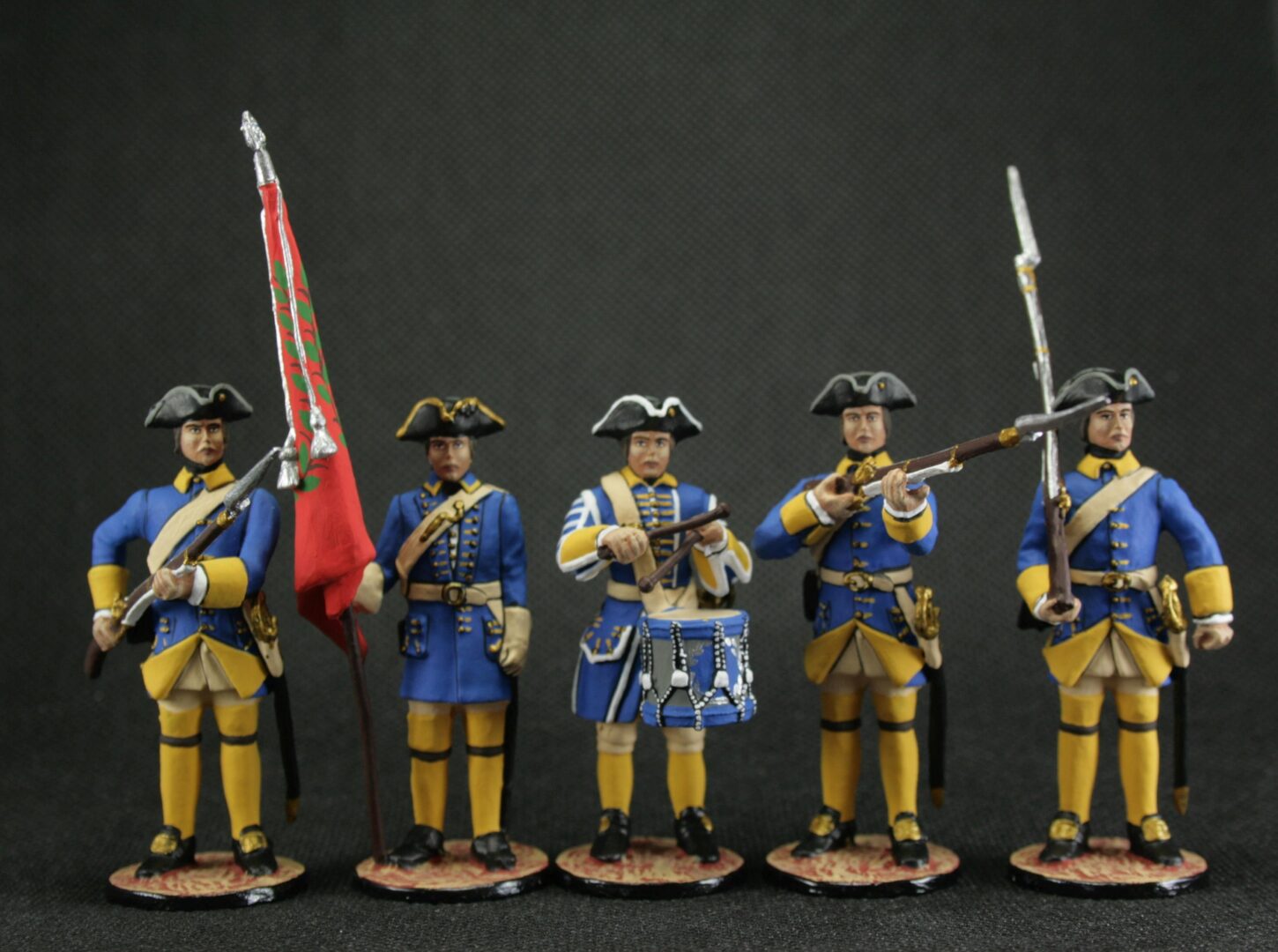 Tin toy soldier 54 mm Model Set of 5 soldiers Swedes Northern war. 1700-1721