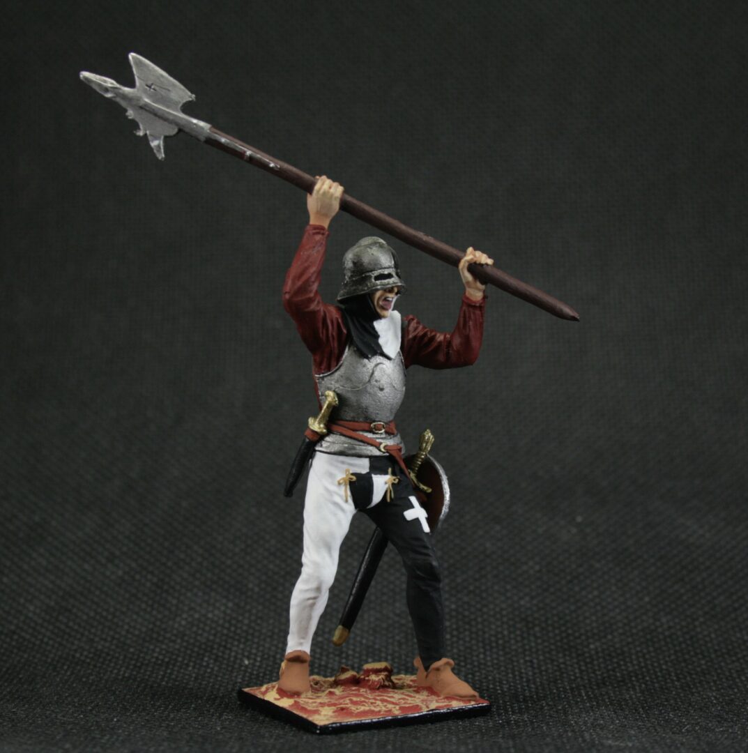 Collectible tin toy soldier 54 mm Painted Historical Miniature Medieval knight. Swiss halberdier, 15th century - Image 4