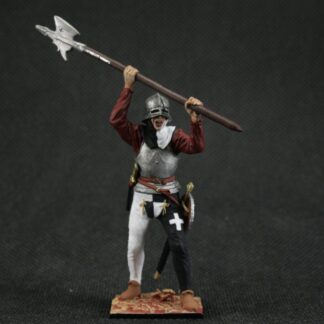 Collectible tin toy soldier 54 mm Painted Historical Miniature Medieval knight. Swiss halberdier, 15th century