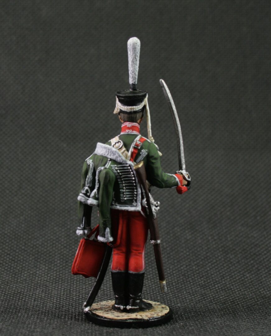 Painted tin soldier 54 mm Scale 1/32 Historical Miniature Napoleonic wars. Private of the army hussar regiment - Image 3