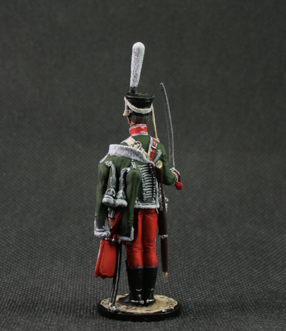 Painted tin soldier 54 mm Scale 1/32 Historical Miniature Napoleonic wars. Private of the army hussar regiment - Image 4