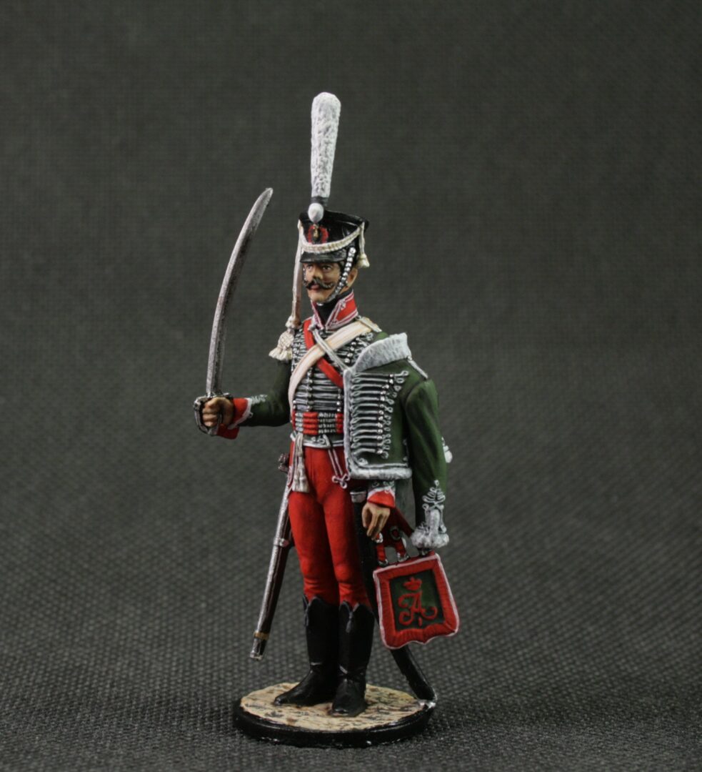 Painted tin soldier 54 mm Scale 1/32 Historical Miniature Napoleonic wars. Private of the army hussar regiment - Image 5