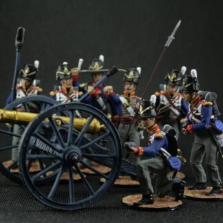 Tin soldier 54 mm Model Set of 7 soldiers plus a cannon British Royal Artillery Historical Miniature Napoleonic