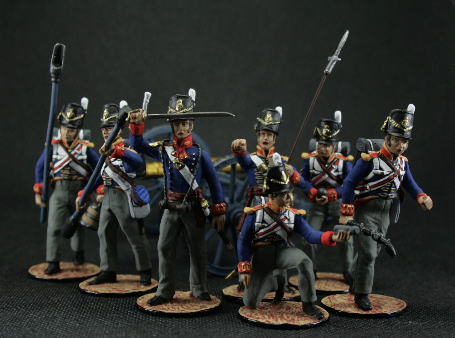 Tin soldier 54 mm Model Set of 7 soldiers plus a cannon British Royal Artillery Historical Miniature Napoleonic - Image 3