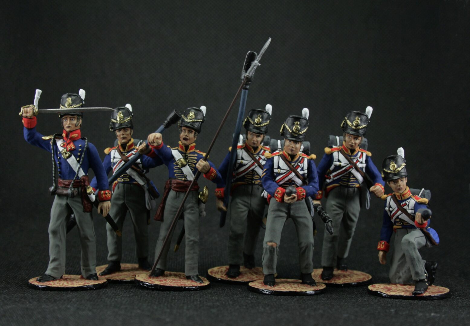 Tin soldier 54 mm Model Set of 7 soldiers plus a cannon British Royal Artillery Historical Miniature Napoleonic - Image 4