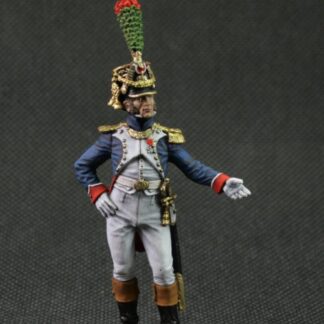 Painted tin soldier 54 mm Scale 1/32 Historical Miniature Napoleonic wars. Officer of the Fusiliers -Chasseurs of the Imperial Guard. France