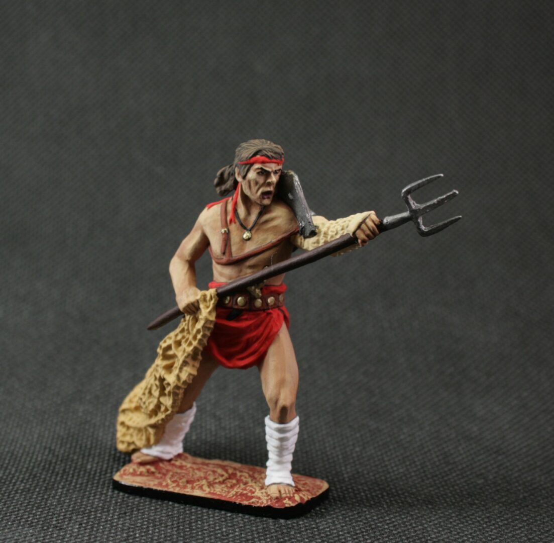 Tin soldier 54 mm handmade and painted model 1/32 Ancient Rome Roman gladiator-retiarius, 1st-3rd century - Image 2