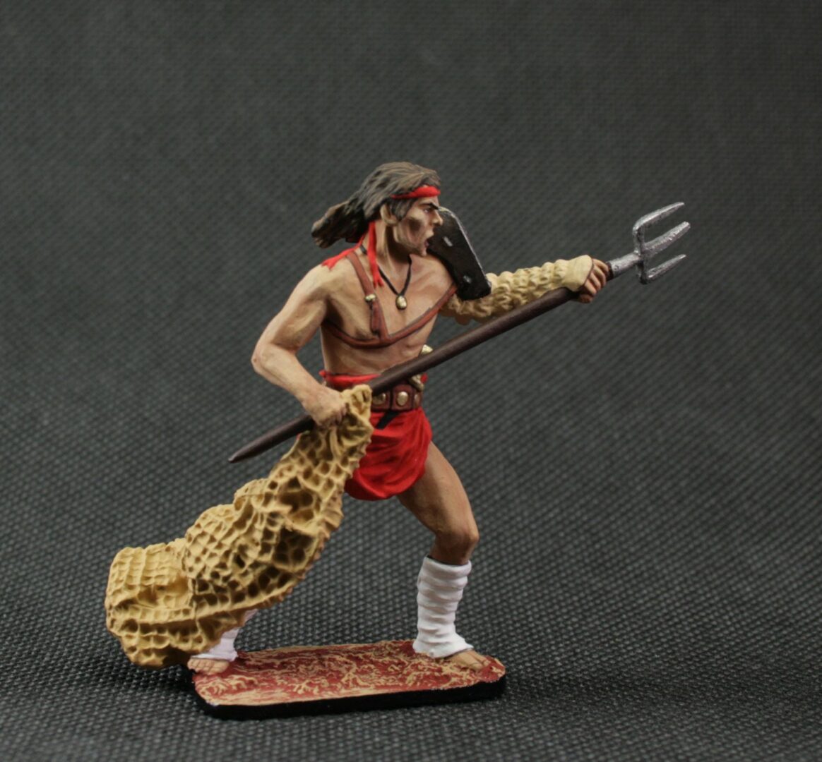Tin soldier 54 mm handmade and painted model 1/32 Ancient Rome Roman gladiator-retiarius, 1st-3rd century - Image 5