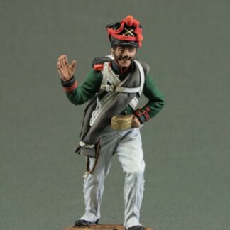 Hand-painted 54 mm Bombardier No. 4 of the Russian Foot Artillery, 1809–1814, Napoleonic Wars collectible tin soldier.