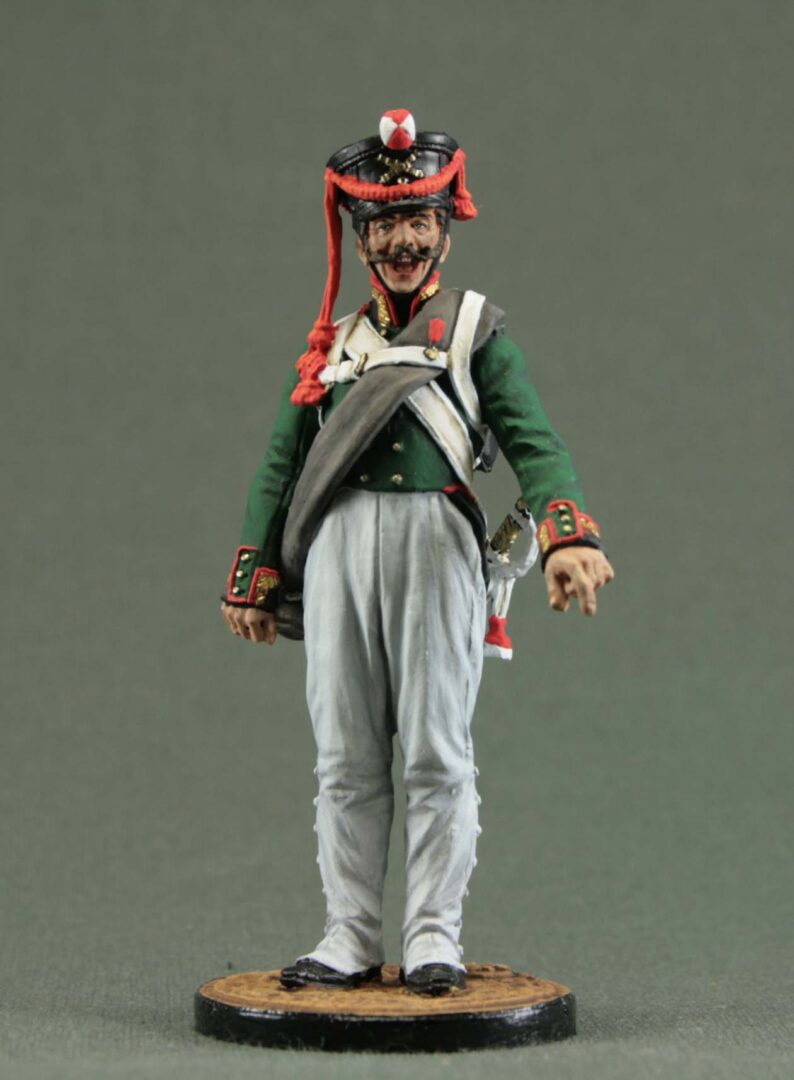 Hand-painted 54 mm Russian Army Fireworker of the Foot Artillery, 1809–1814, Napoleonic Wars collectible tin soldier.