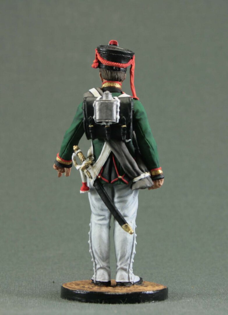Rear view of Russian Napoleonic artillery soldier.