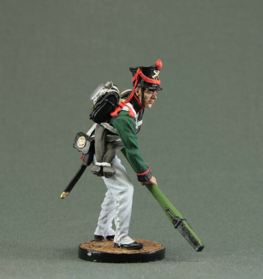 Side view of hand-painted Russian artillery gunner.