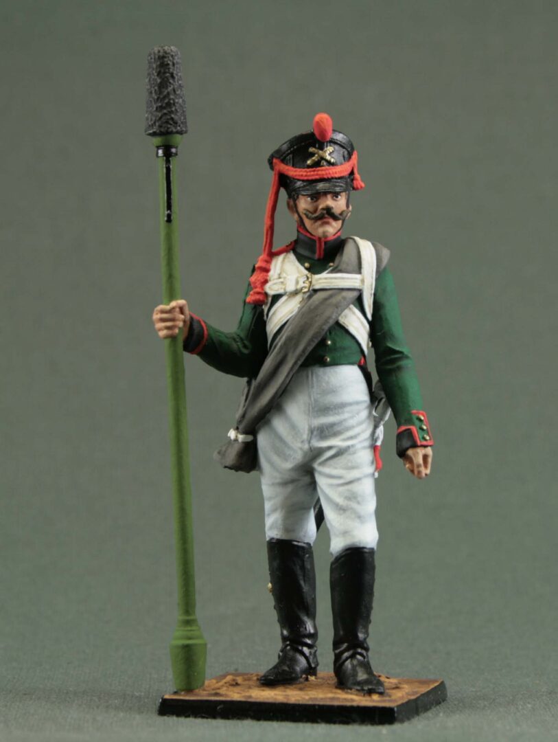 Hand-painted Russian Foot Artillery Gunner 54 mm, Russian Imperial Army, 1812–1816, Napoleonic tin soldier miniature.