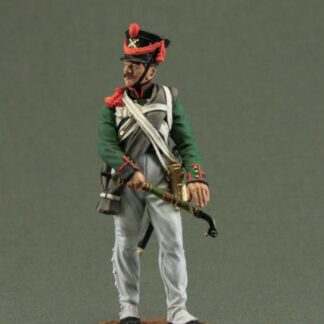 Hand-painted Russian Foot Artillery Cannoneer No. 3 54 mm, Russian Imperial Army, 1809–1814, Napoleonic tin soldier collectible.