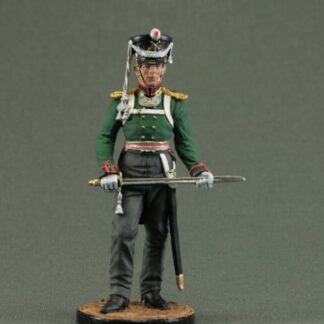 Hand-painted Russian Foot Artillery Officer 54 mm, Russian Imperial Army, 1809–1814, Napoleonic tin soldier collectible.