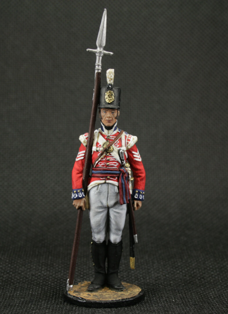 Hand-painted 54 mm Sergeant of the Grenadier Company, 4th King's Own Regiment, British Army, 1802–1806, Napoleonic Wars collectible tin soldier 54 mm