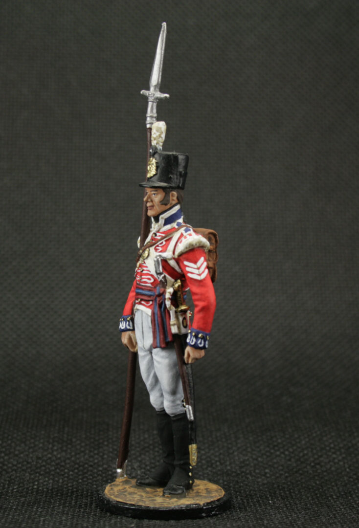 Side view of 54 mm British Napoleonic miniature tin soldier