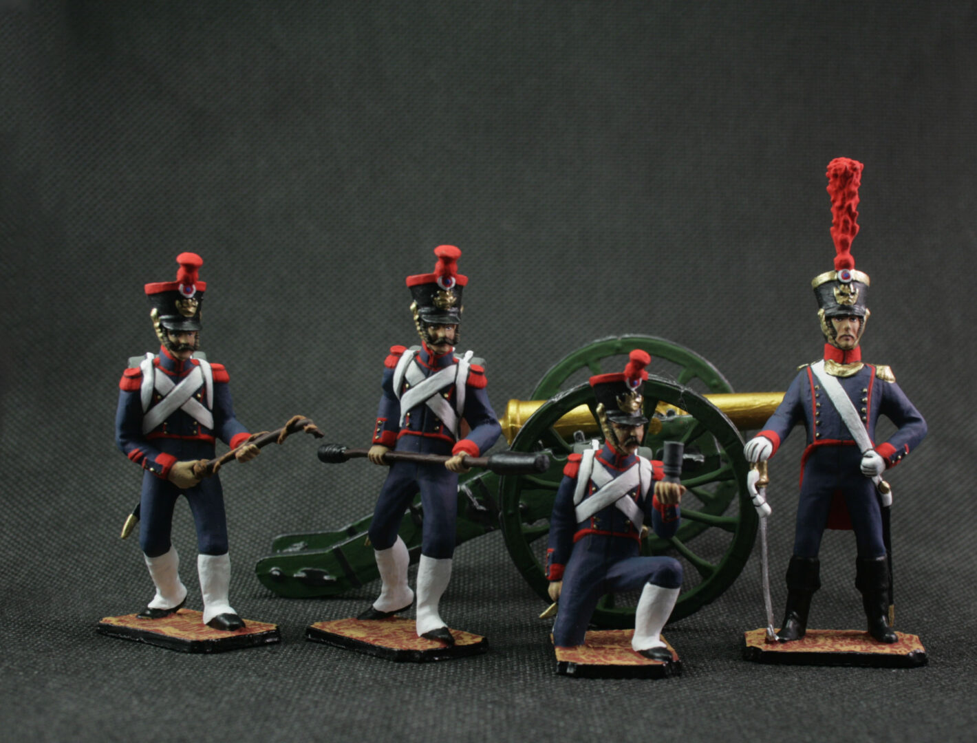 French Foot Artillery crew with cannon, 54 mm Napoleonic tin soldier set